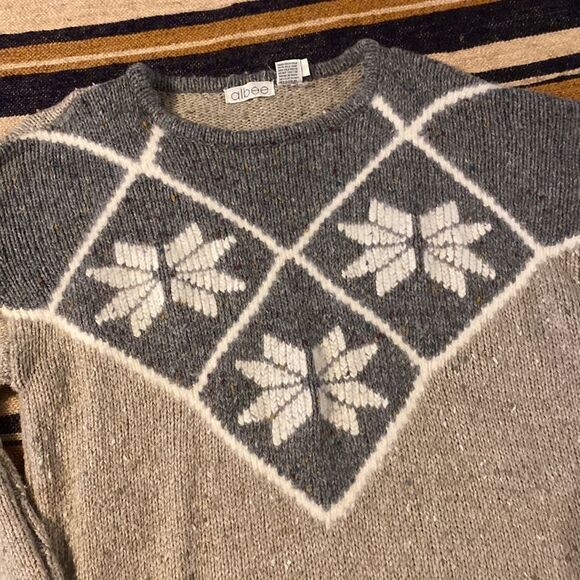 Vintage Albee Sweater Snowflake Knit Medium Wool Blend Holiday Christmas - Picture 2 of 4